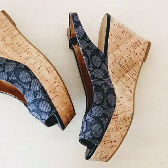 Coach Shoes - Coach Wedges Signature Cork Wedges Ferry